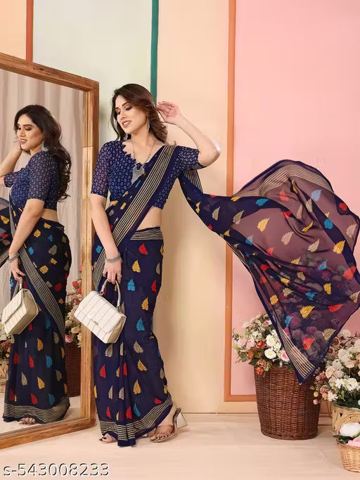 Daily Wear Printed Georgette Saree with Blouse Piece