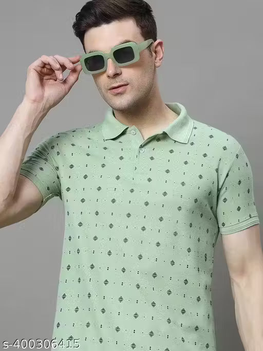 Men's Printed Half Sleeves Polo Neck T-shirt