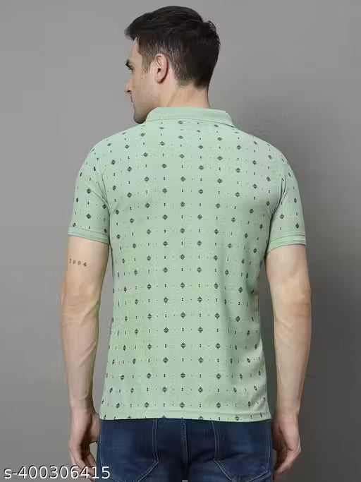 Men's Printed Half Sleeves Polo Neck T-shirt