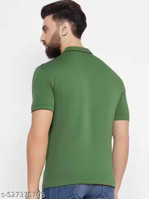 Men’s Solid Premium Pique Cotton Dark Green Polo T Shirt | Polo Tshirts | Half Sleeves | Solid-Regular Fit