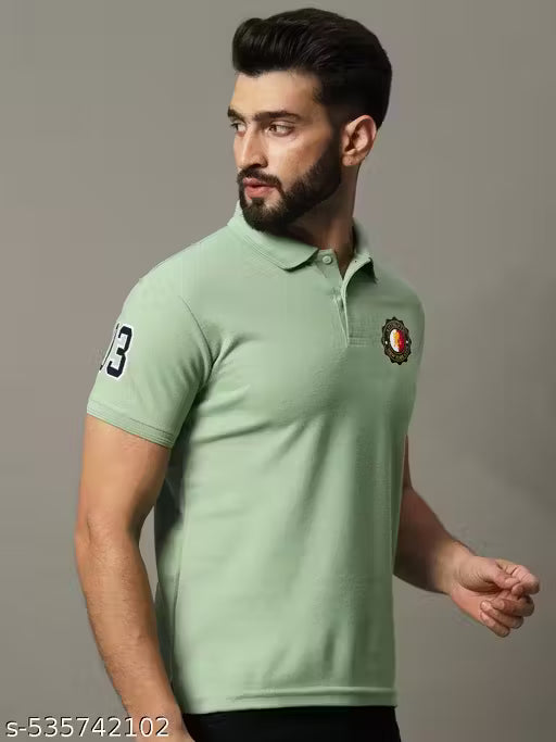 Austin Wood Men's Half Sleeves Polo Neck Striper T-shirt
