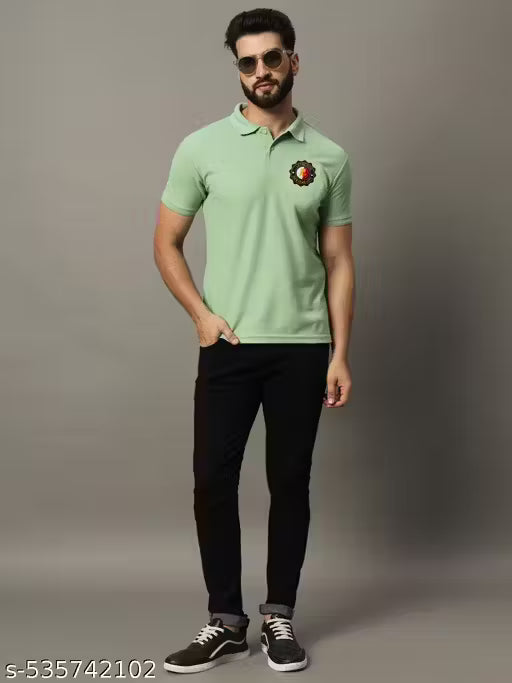 Austin Wood Men's Half Sleeves Polo Neck Striper T-shirt