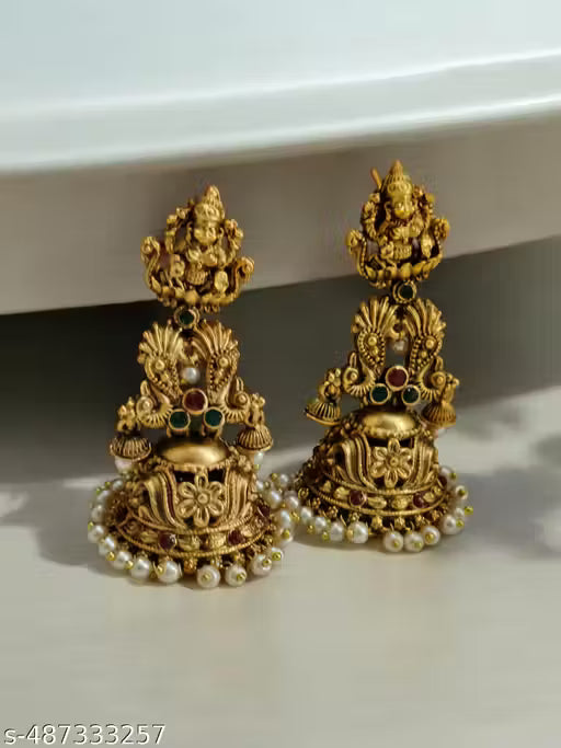 Myna jewellery premium quality temple finish heavy jumka with push pack