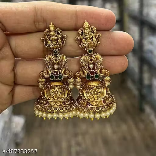 Myna jewellery premium quality temple finish heavy jumka with push pack