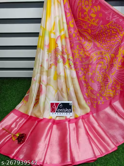 Amritvani cream moss chiffon brasso dusti more with blouse