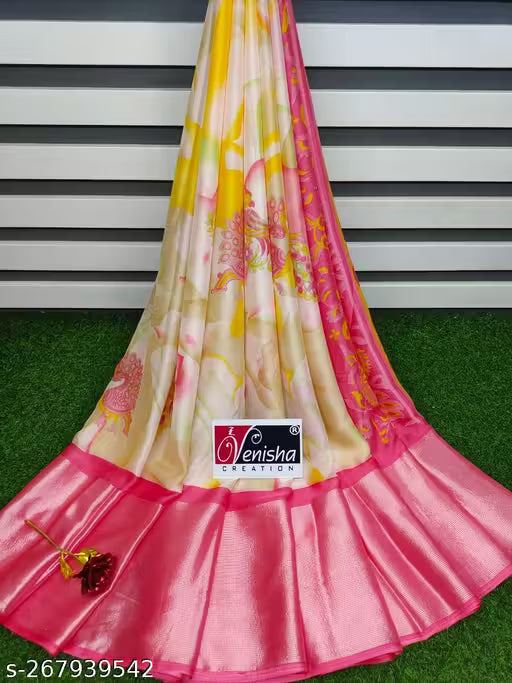 Amritvani cream moss chiffon brasso dusti more with blouse