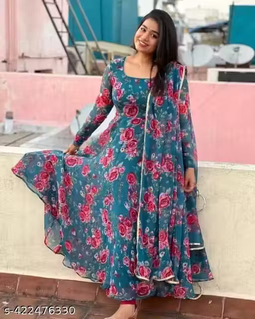 Georgette Printed Gown For Women's