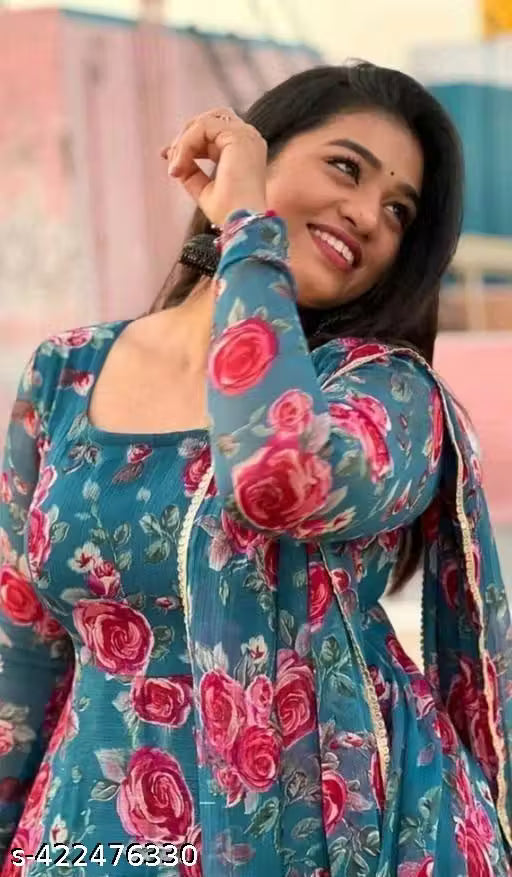 Georgette Printed Gown For Women's
