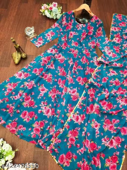 Georgette Printed Gown For Women's