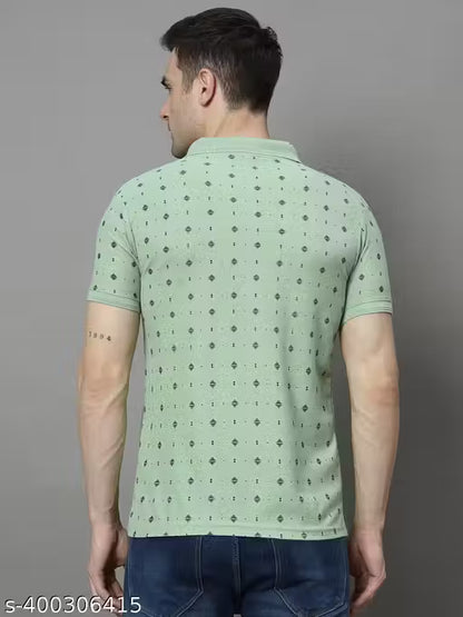 Men's Printed Half Sleeves Polo Neck T-shirt