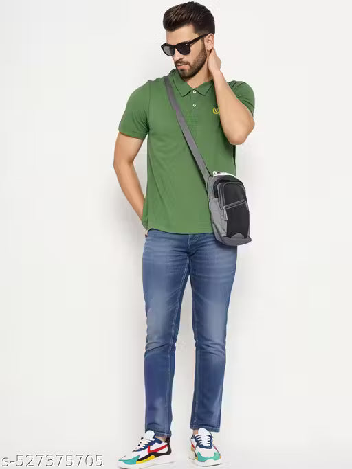 Men’s Solid Premium Pique Cotton Dark Green Polo T Shirt | Polo Tshirts | Half Sleeves | Solid-Regular Fit