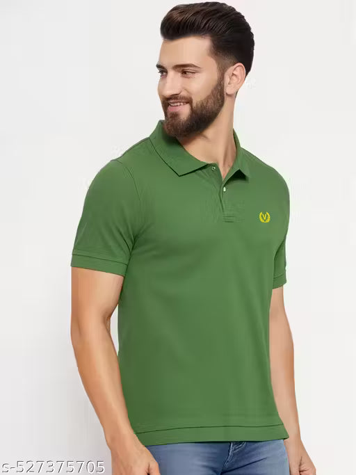 Men’s Solid Premium Pique Cotton Dark Green Polo T Shirt | Polo Tshirts | Half Sleeves | Solid-Regular Fit