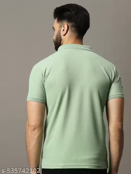 Austin Wood Men's Half Sleeves Polo Neck Striper T-shirt