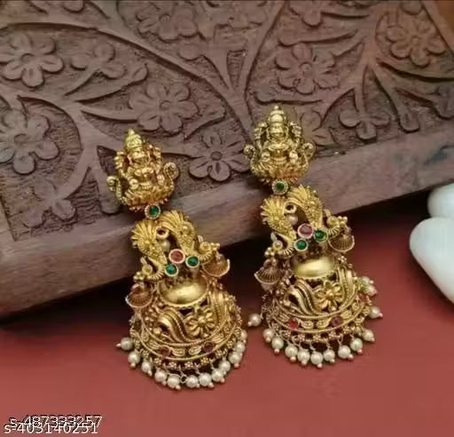 Myna jewellery premium quality temple finish heavy jumka with push pack
