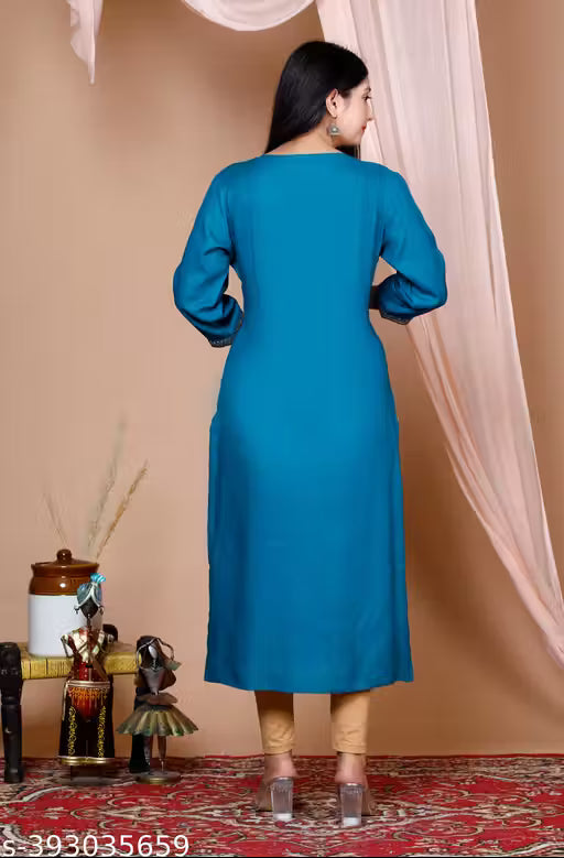 Women Embroidered Straight Kurta