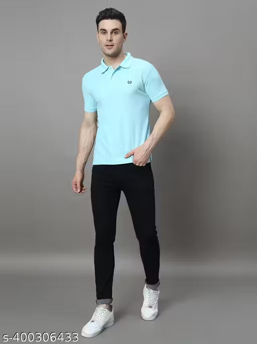 Men's Printed Half Sleeves Polo Neck T-shirt